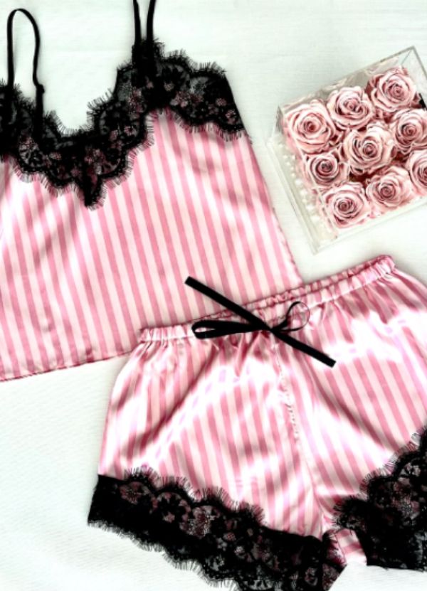 Pink Lace Satin